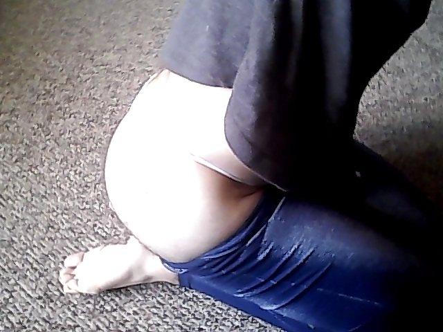 12P Cute crossdresser in leggin jeans