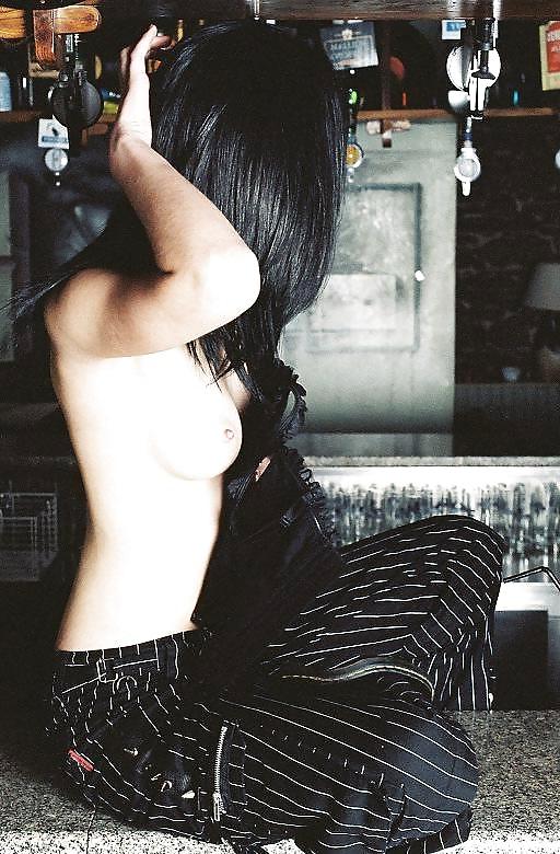13P Emo brunette, stripped socks