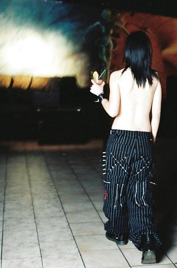 13P Emo brunette, stripped socks