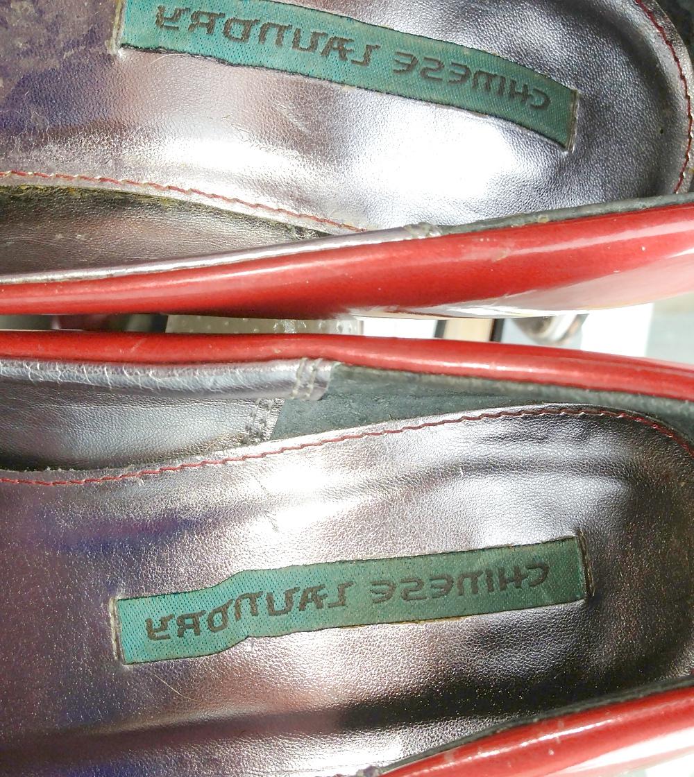 25P Red Pumps tied up and feet,dried cum