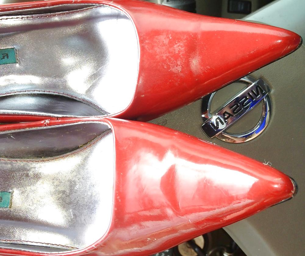 25P Red Pumps tied up and feet,dried cum