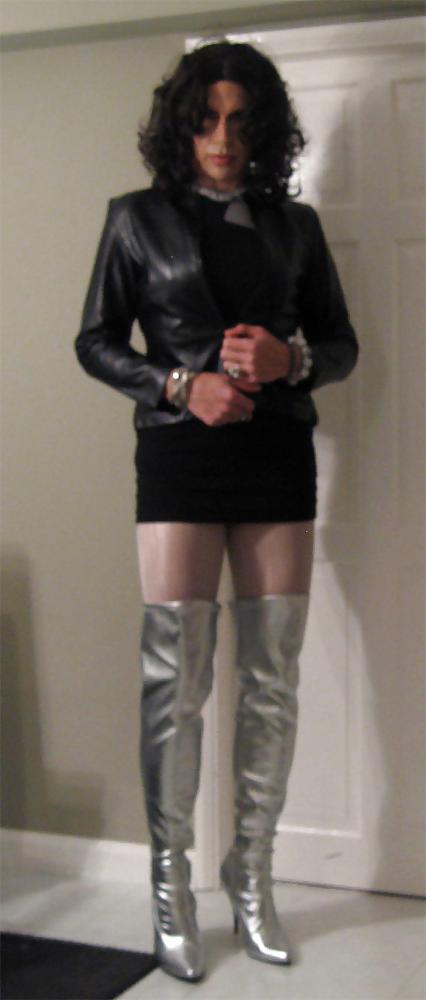 4P Thigh high silver boots