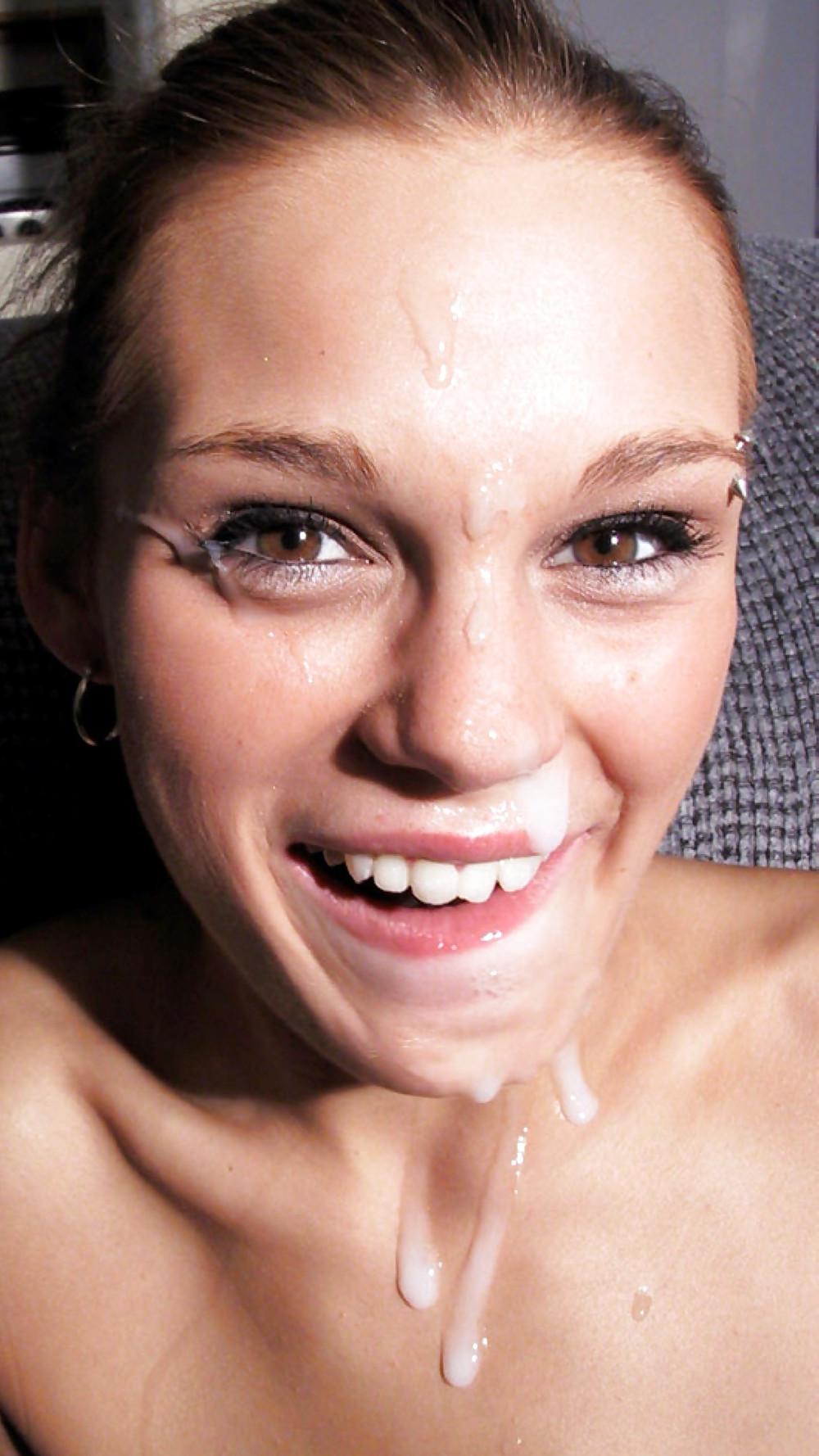 25P Smiling cum sluts. Cum on face with a smile!