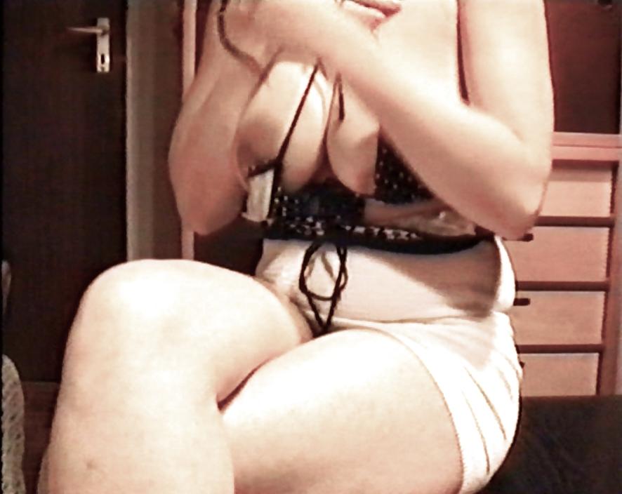 10P SAG - Babe's Big Voluptuous Boobs White Mini Dot Bikini 33