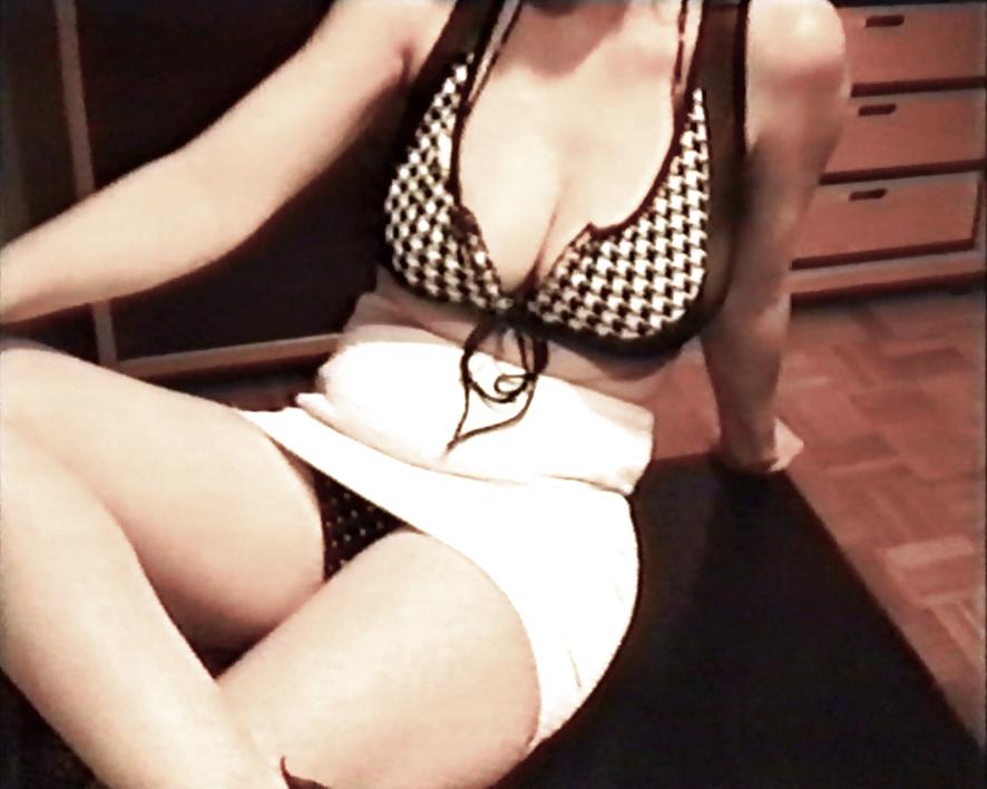 10P SAG - Babe's Big Voluptuous Boobs White Mini Dot Bikini 17