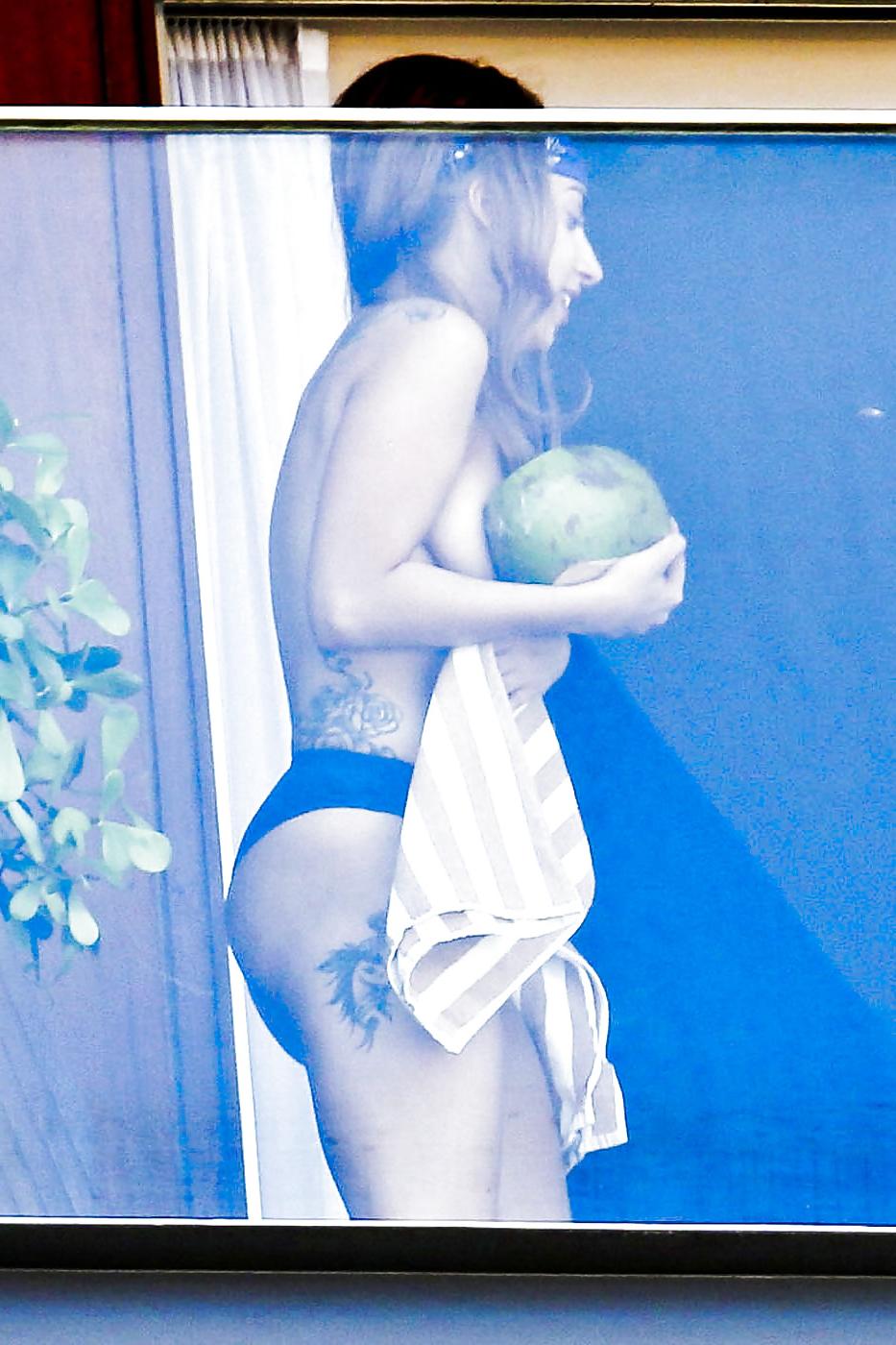 19P Lady Gaga Goes Nearly Nude on Hotel Balcony