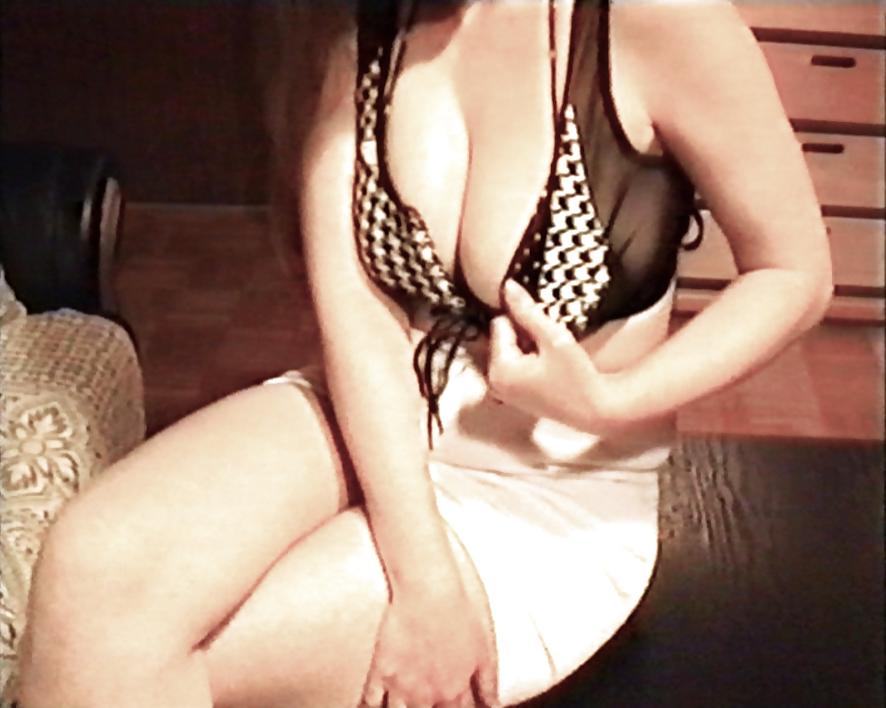 10P SAG - Babe's Big Voluptuous Boobs White Mini Dot Bikini 13