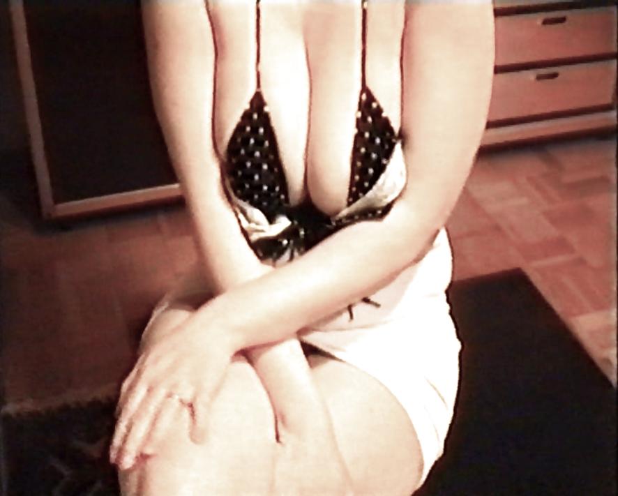 10P SAG - Babe's Big Voluptuous Boobs White Mini Dot Bikini 22