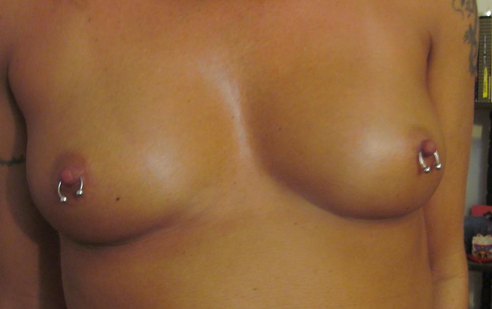 7P My Wife's Sweet Tits...before & after piercing