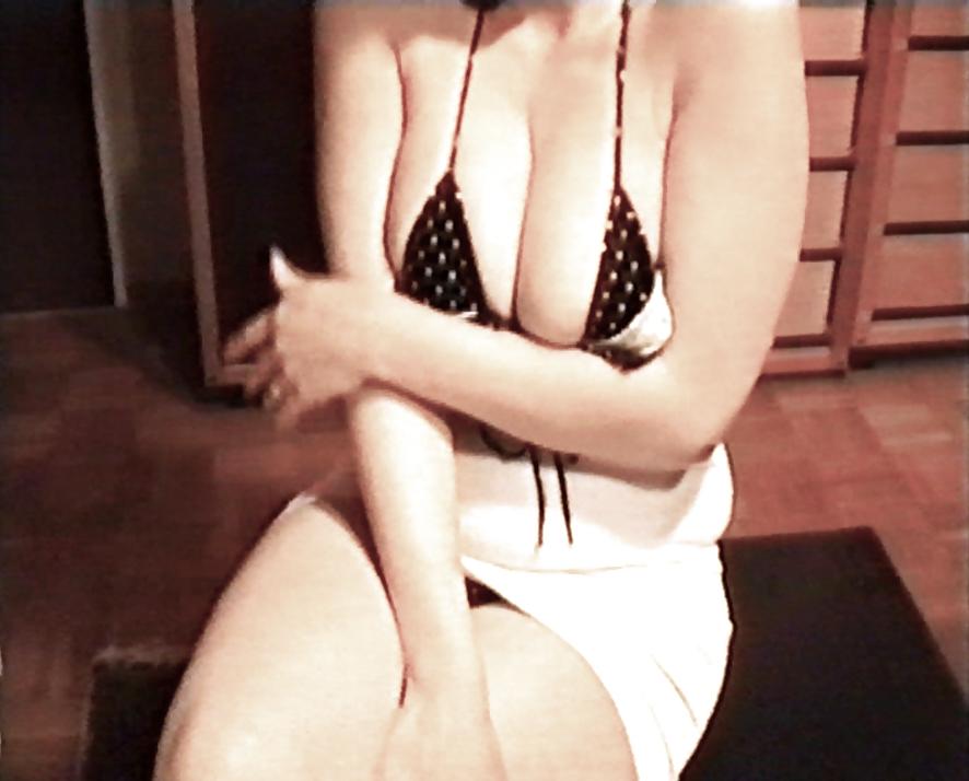 10P SAG - Babe's Big Voluptuous Boobs White Mini Dot Bikini 23