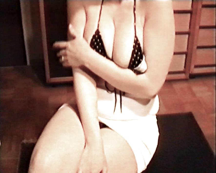 10P SAG - Babe's Big Voluptuous Boobs White Mini Dot Bikini 23