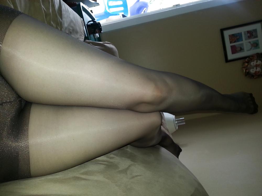 24P Stockings panty hose and heels.