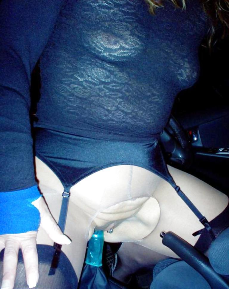 18P Horny German wife fucks trailer hitch and stick shift