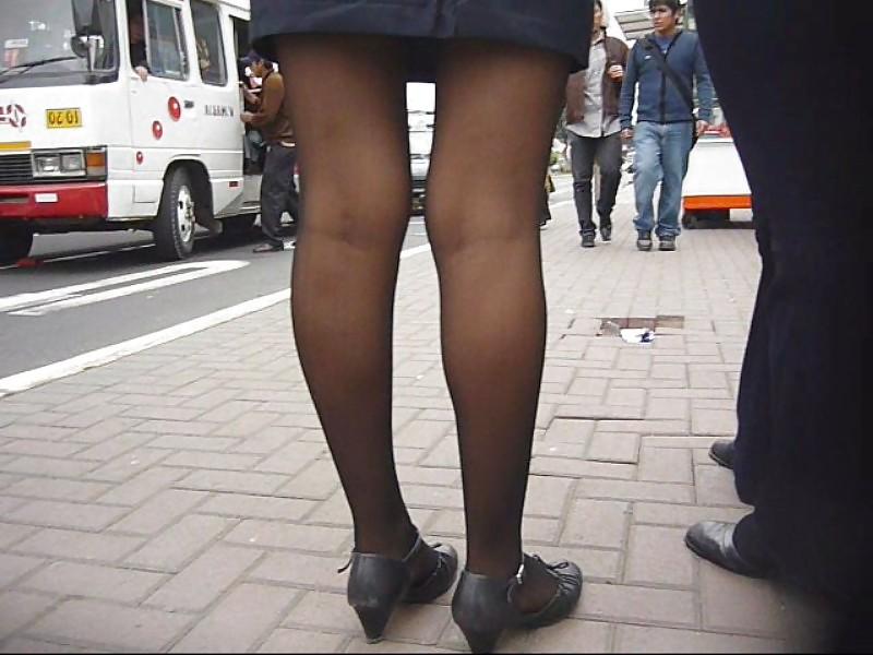 19P Spy Student Flight Attendant in Black Pantyhose.