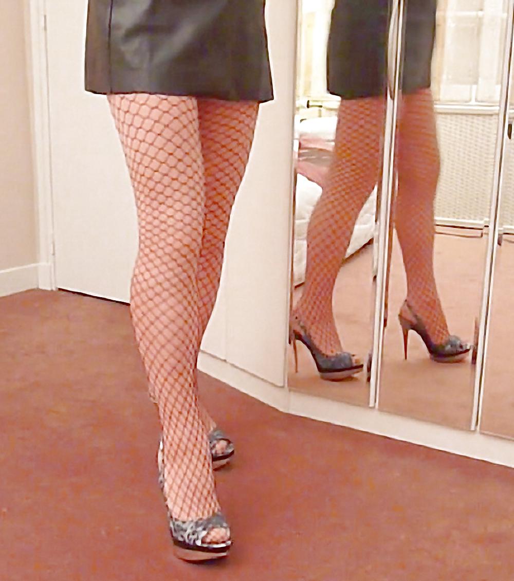 7P Nadine CD boots fishnets and heels