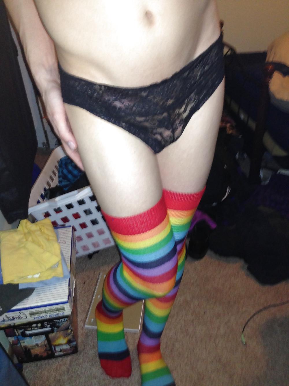 6P Cute Crossdresser with Round Ass in Socks