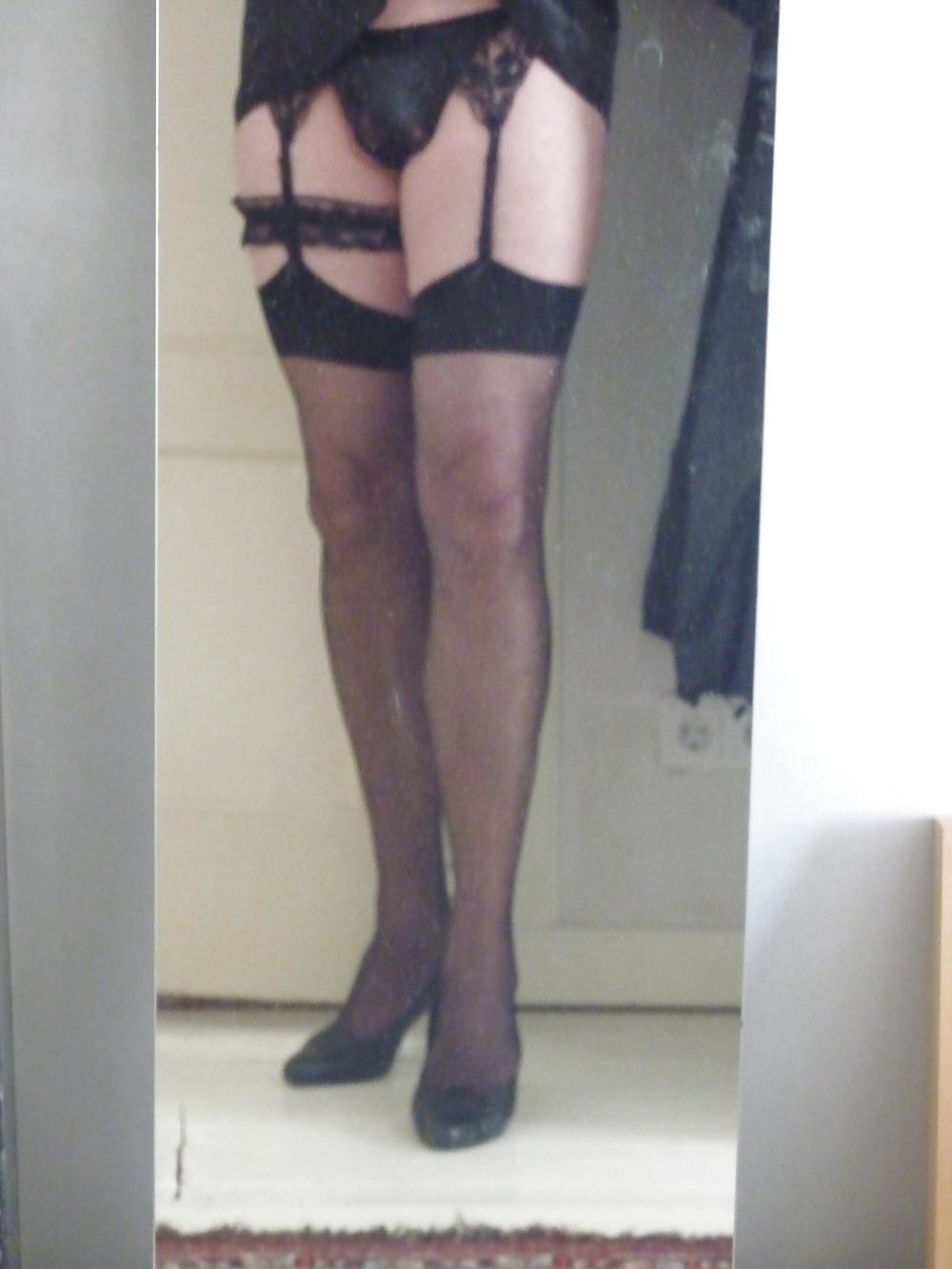 6P BLACK lingerie CROSSDRESSER TV cd PANTY nylons but SLUT 
