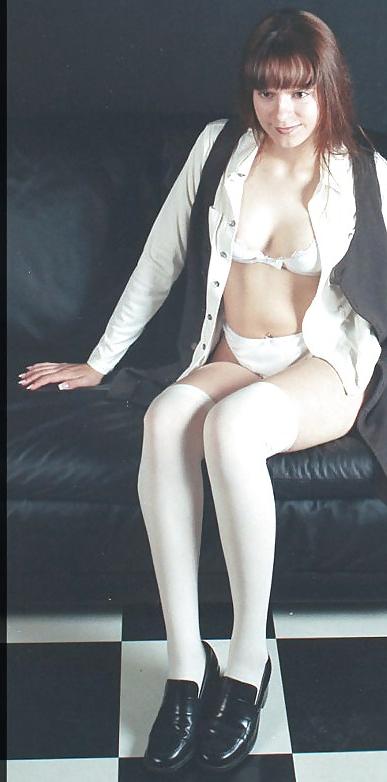 25P Redhead in white stockings
