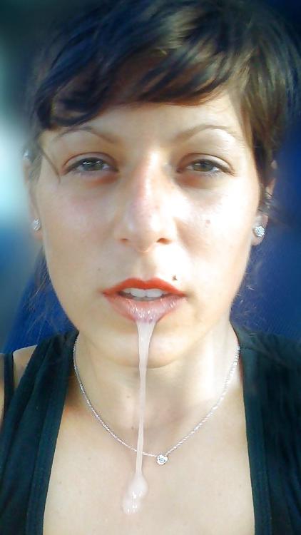 25P Cum on face, clothes and elsewhere.