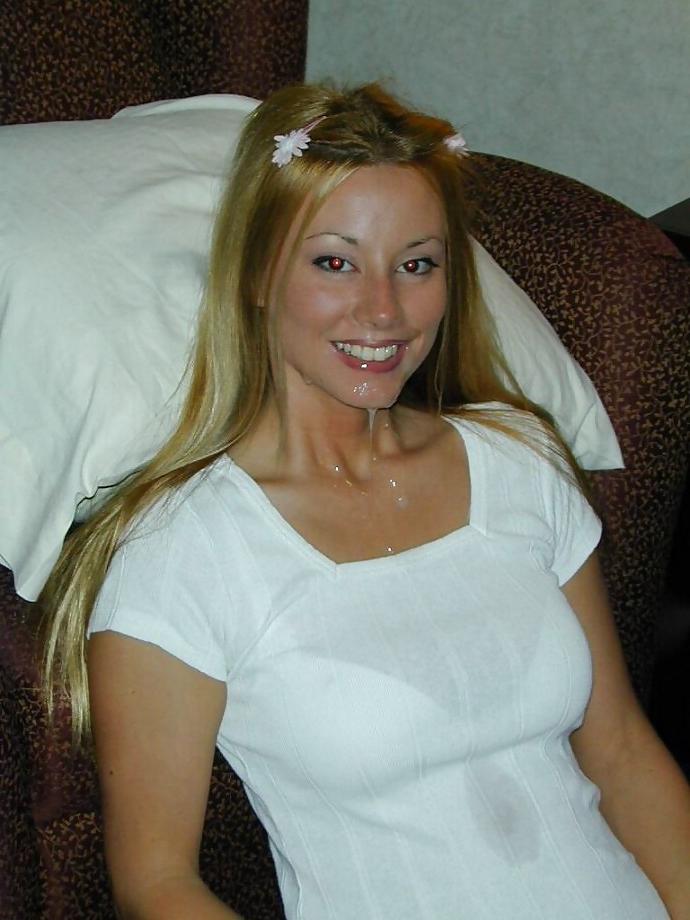 25P Cum on face, clothes and elsewhere.