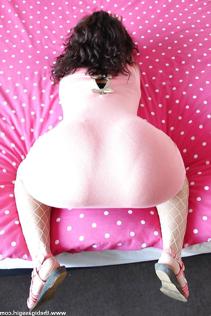 6P Fishnets huge ass pink dress booty thong big butt tease