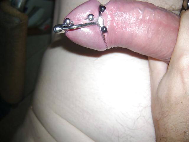 7P Pierced ,Sounded and tortured cock.
