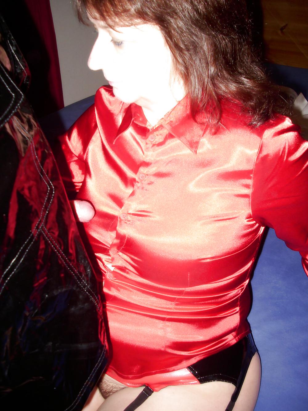 17P Satin Blouse fun with Crossdresser
