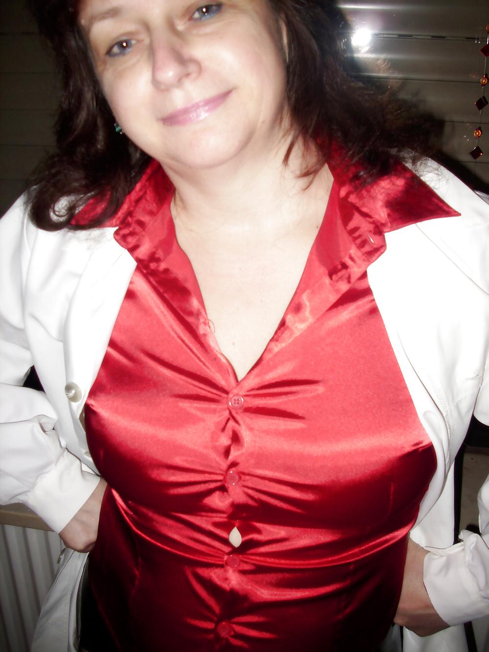 17P Satin Blouse fun with Crossdresser