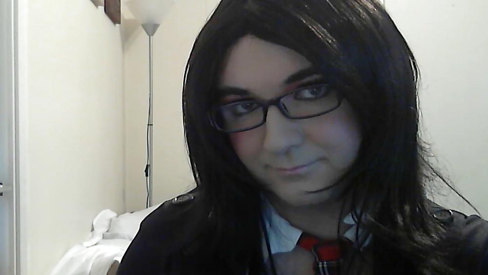 19P Crossdresser in school girl uniform