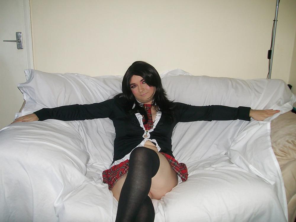 19P Crossdresser in school girl uniform