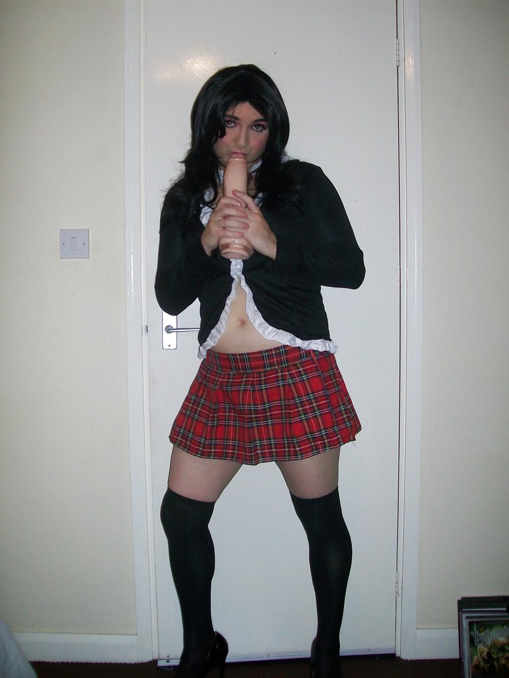 19P Crossdresser in school girl uniform