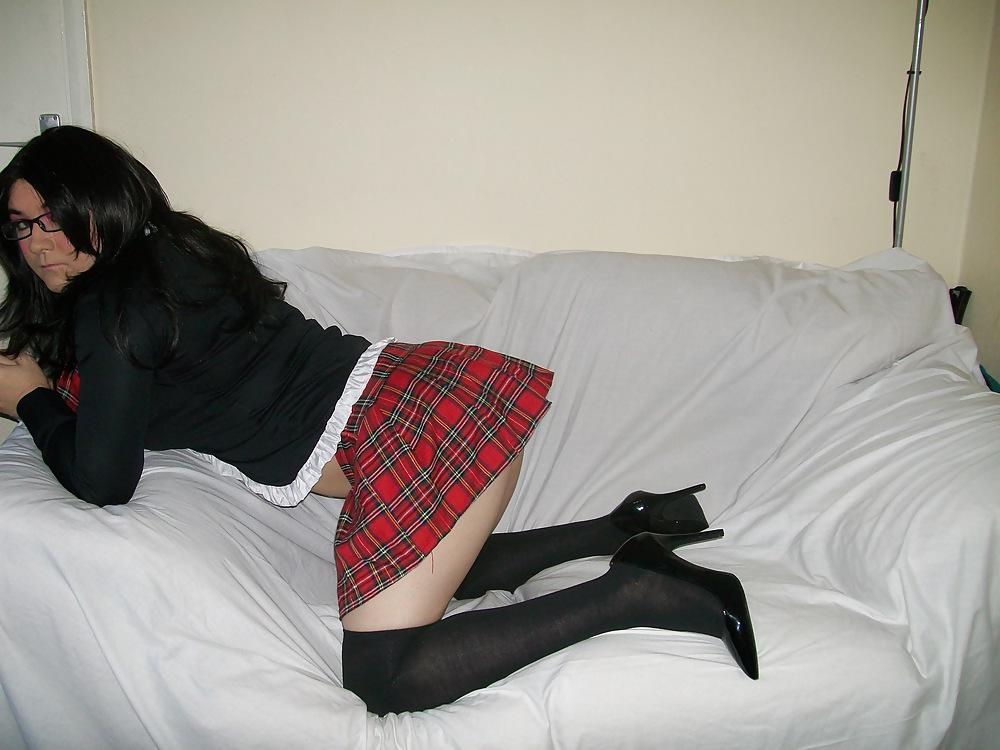 19P Crossdresser in school girl uniform