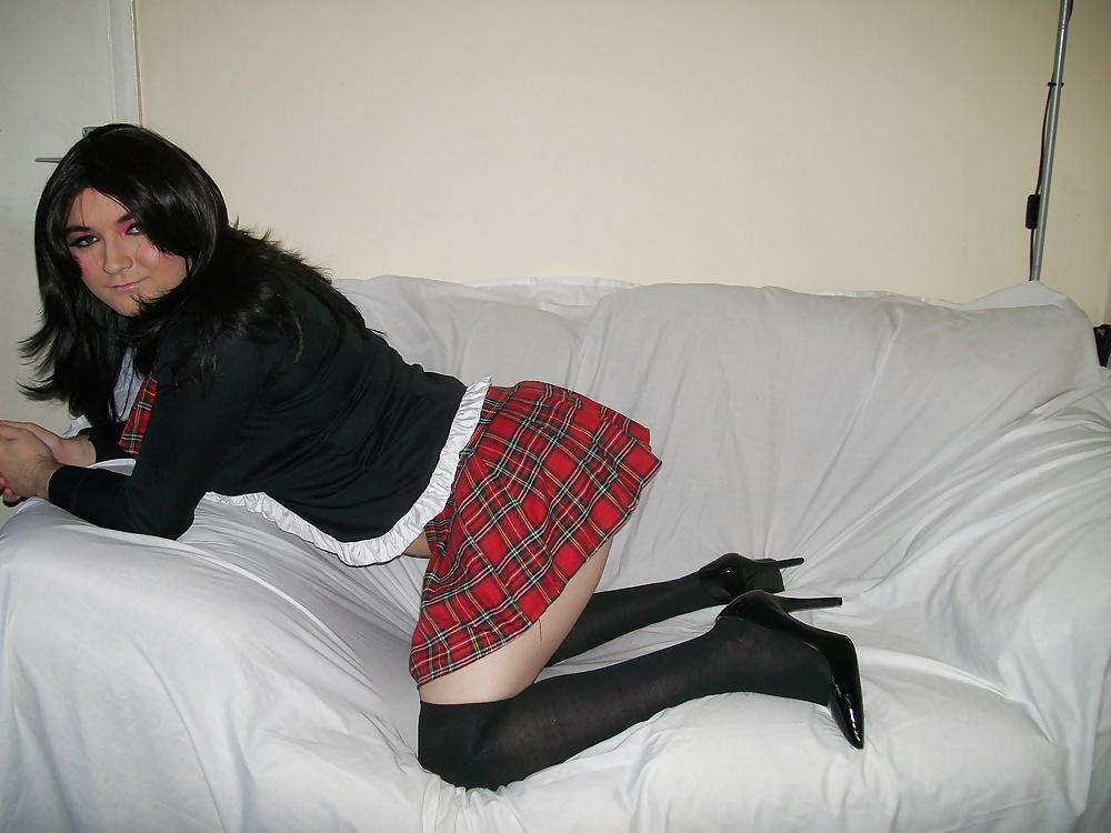 19P Crossdresser in school girl uniform