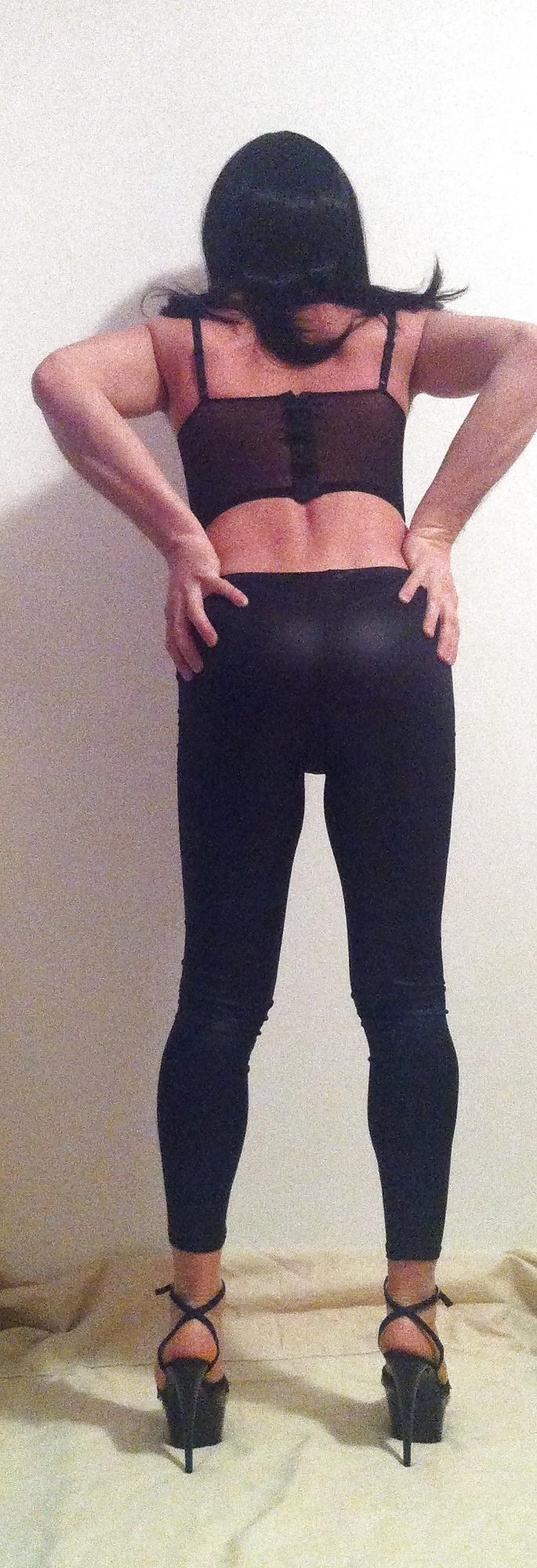 14P Crossdresser Leggings & heels
