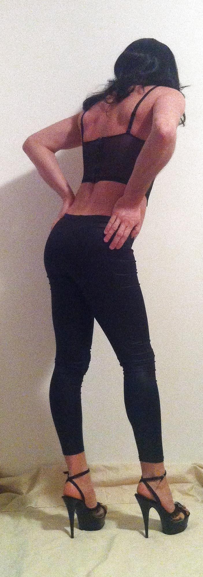 14P Crossdresser Leggings & heels