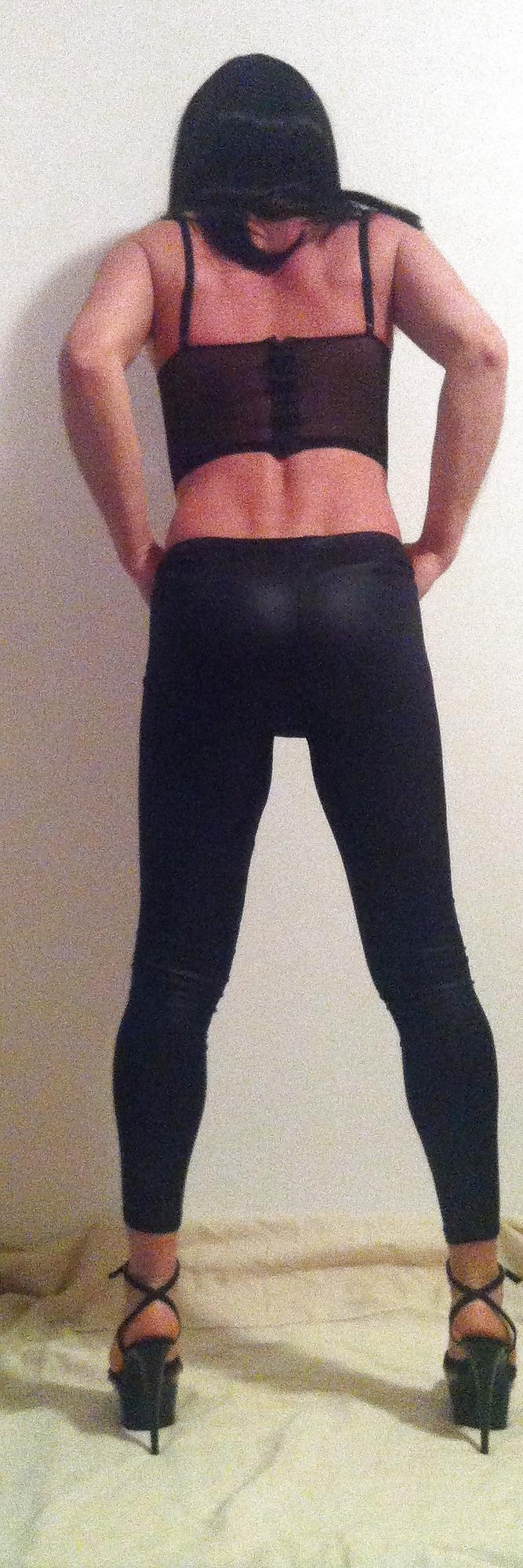 14P Crossdresser Leggings & heels