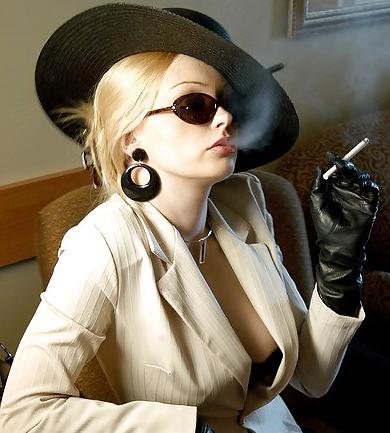 25P Erotic smoking women wearing gloves