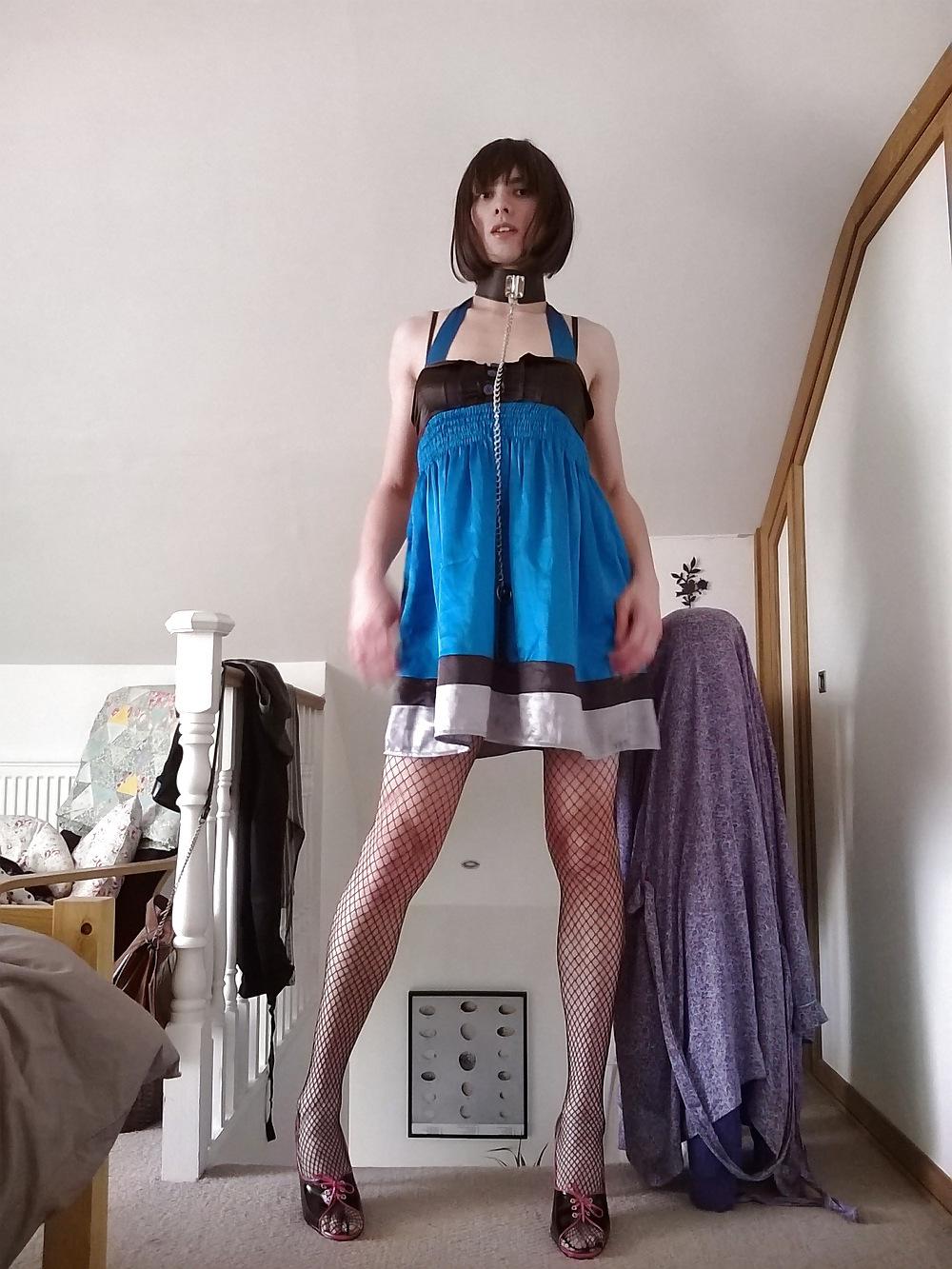 11P Emma Slut UK crossdresser satin dress