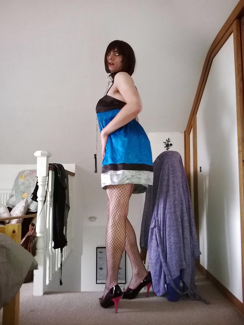 11P Emma Slut UK crossdresser satin dress