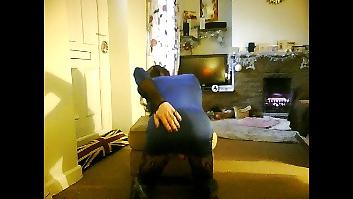 18P Crossdresser in blue halter dress
