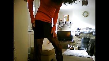 14P Crossdresser in short pink minidress
