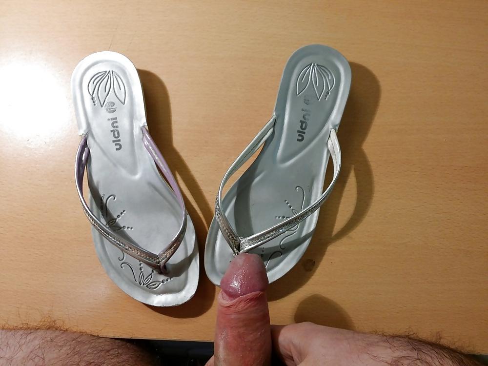 12P Fuck and cum flip flops bought on ebay