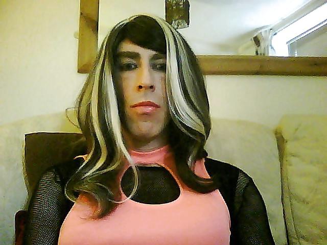 25P Crossdresser in sexy pink minidress