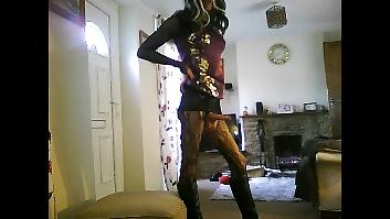 25P Crossdresser in sexy pink minidress