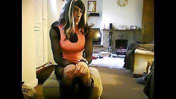 25P Crossdresser in sexy pink minidress