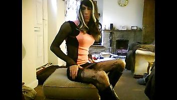 25P Crossdresser in sexy pink minidress