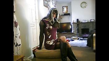 25P Crossdresser in sexy pink minidress