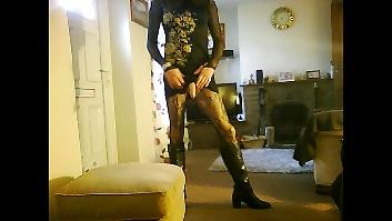 25P Crossdresser in sexy pink minidress