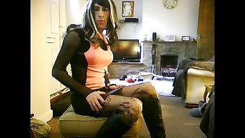 25P Crossdresser in sexy pink minidress