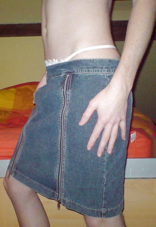 13P Sissy crossdresser wears skirts, thongs and PVC